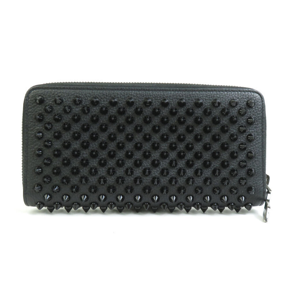 Christian Louboutin Zip Round Long Black Wallet Leather Black
